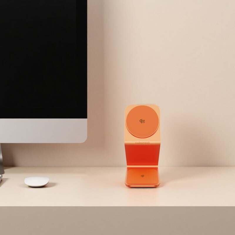 Cubenest 3v1 Qi2.2 Bezdrôtová magnetická nabíjačka SQ314 oranžová