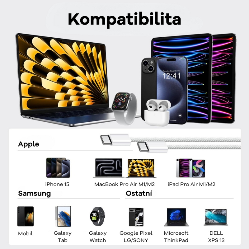 Cubenest USB-C/USB-C kábel 60W 1m 1ks