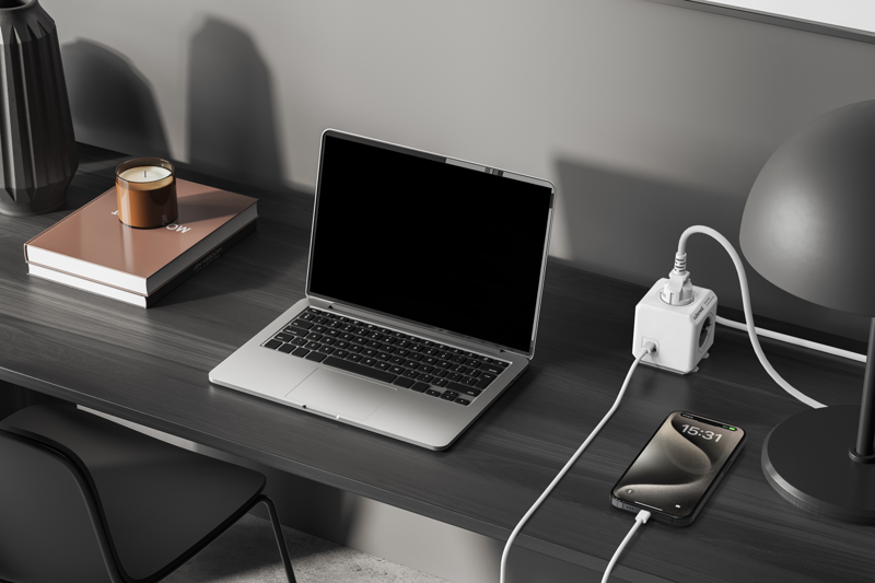 Cubenest PowerCube Extended USB A+C PD 20 W 1,5 m sivá