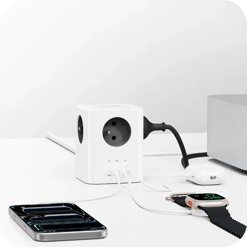 Cubenest PowerCube Extended USB A+C PD 30 W 1,5 m šedá