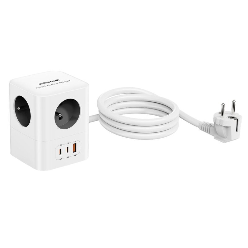 Cubenest PowerCube Extended USB A+C PD 20 W 1,5 m sivá