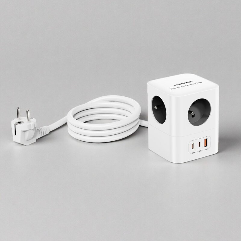 Cubenest PowerCube Extended USB A+C PD 20 W 1,5 m sivá