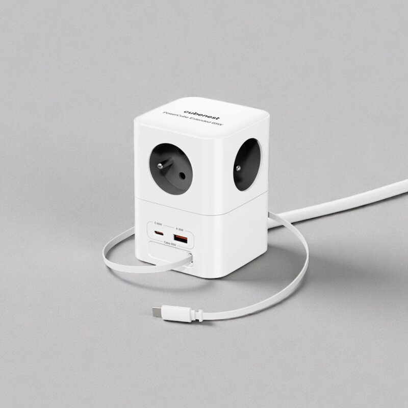 Cubenest PowerCube Extended USB A+C PD 20 W 1,5 m sivá