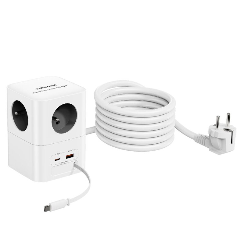 Cubenest PowerCube Extended USB A+C PD 20 W 1,5 m sivá