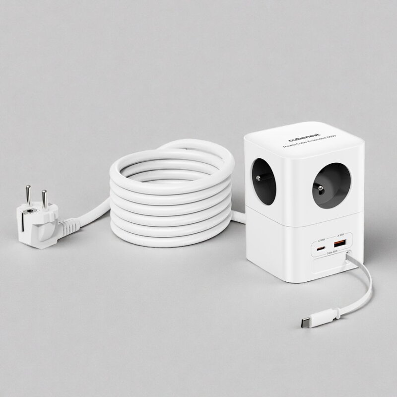 Cubenest PowerCube Extended USB A+C PD 20 W 1,5 m sivá