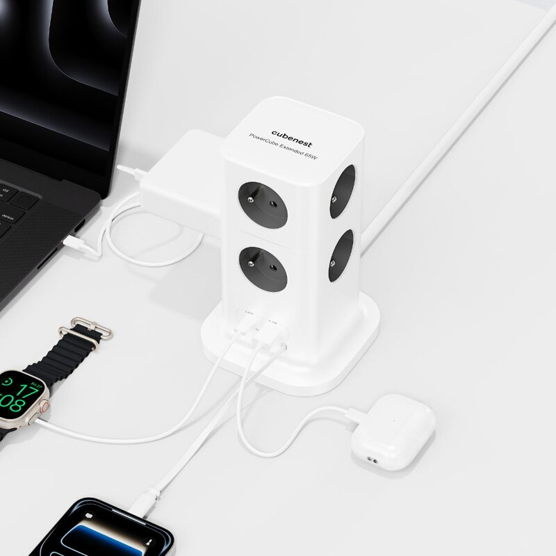 Cubenest PowerCube Extended USB A+C PD 20 W 1,5 m sivá