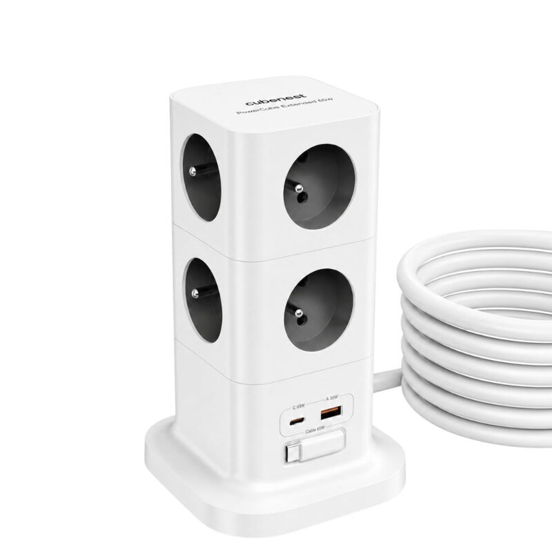 Cubenest PowerCube Extended USB A+C PD 20 W 1,5 m sivá