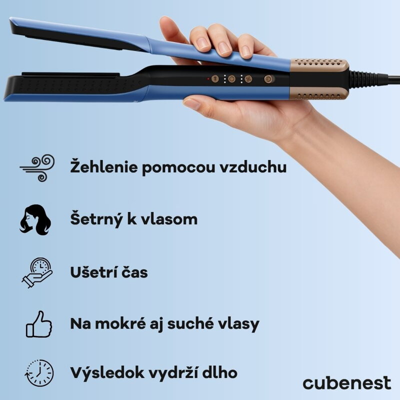 Cubenest Horkovzdušná žehlička na vlasy SwiftDry SDHS01 modrá